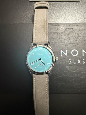 Nomos Club Campus 38.5 Endless Blue Grey Vegan Velour Strap Ref #724 Watch