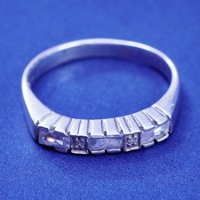 Size 5.25, vintage Sterling 925 silver handmade ring, 925 wedding band with Cz