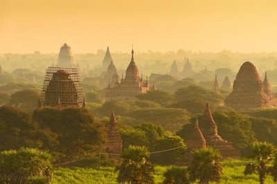Plain of Bagan During Sunrise Mandalay Myanmar Photo Photograph Poster 36x24