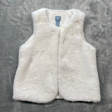 BabyGap Faux Fur Vest Kids Off-White Cream Single Button Winter 5 Years