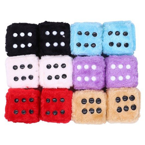 6 Pairs Car Rearview Mirror Hanging Plush Dice With Dots For Interior Car - Picture 20 of 24