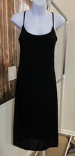 Prada Dress Black Made In Italy Rhinestones Noodle Strap Size 40 US M Used Good
