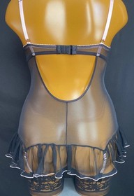 Ann Summers Underwired Cami Suspender Animal Print & Black Sheer Mesh, UK Large 