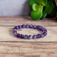 Natural Amethyst Stone Bracelet Purple Crystal Stretch Bracelet Handmade