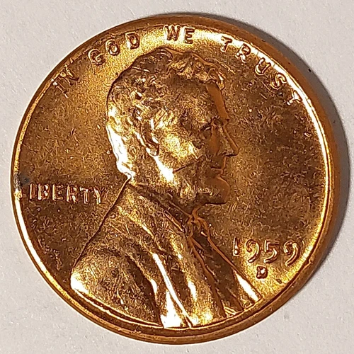1959 D GEM BU Red Lincoln Cent From Original Bank Roll