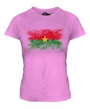 BURKINA FASO DISTRESSED FLAG LADIES T-SHIRT T...