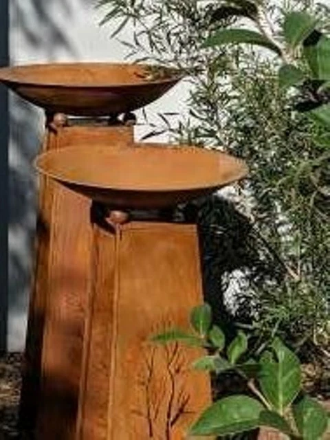 XXL SET OF 2 PAIR DESIGN BIRD bath PLANTER RUST NEW beautiful! - image 2 of 4