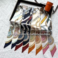 100% Silk Scarf Ribbon Saddle Print Slim Bag ...