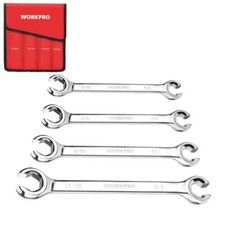 Workpro 4pcs Flare Nut Wrenches Sae Brake Line Offset Head Tubing Wrench Wpouch