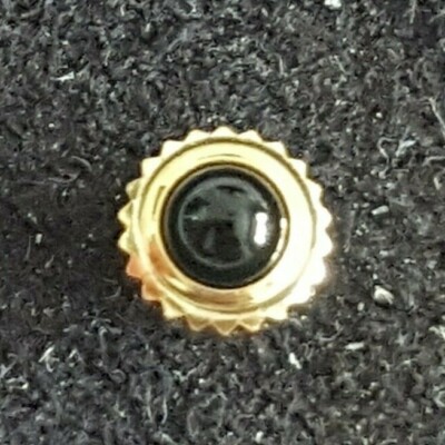 Omega Dustproof Crown, Yellow, with Black Cabochon Stone Part Number 22070