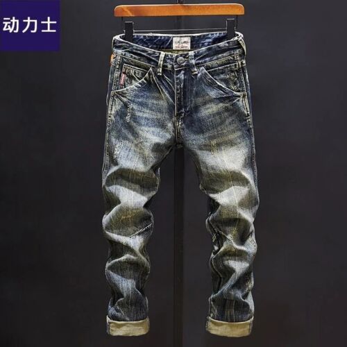 Men Fashion Ripped Slim Fit Elastic Denim Jeans Casual Breathable Stretch Pants - Picture 6 of 24