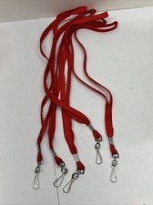 20  length Non-breakaway Red Flat Lanyards with Swivel Hook 5 Pack