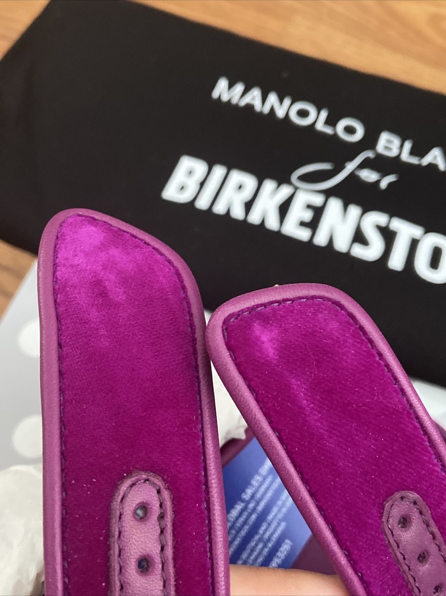 箱保存袋付き✨マノロブラニク　LISTA　スウェード　ピンク　37 NEW IN BOX Manolo Blahnik x Birkenstock 37 Arizona Crystal Buckle