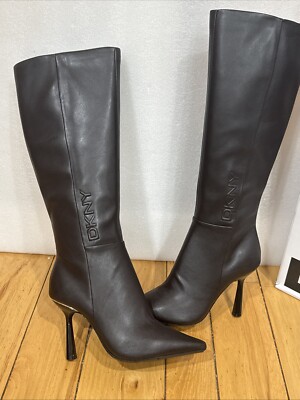 DKNY Womens Nixie Solid Knee-High Boots Medium Brown New