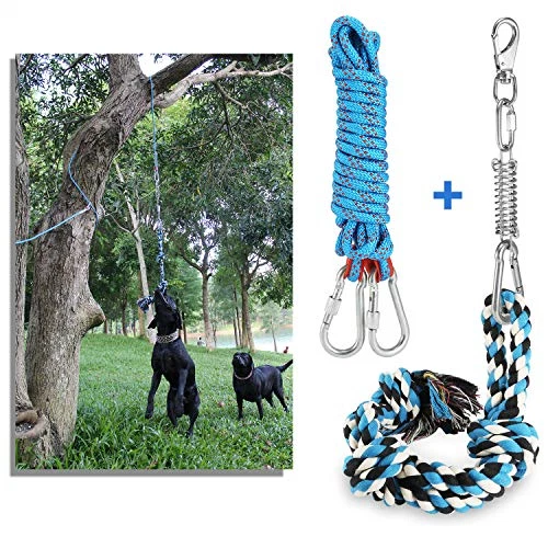 DIBBATU Spring Pole Dog Rope Toys with a Big Spring Pole Kit