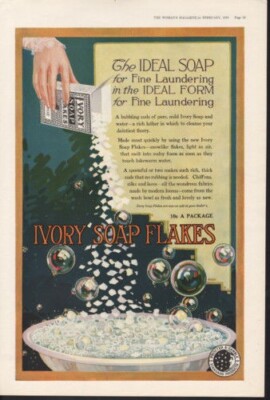 1919 IVORY SOAP FLAKES PROCTER GAMBLE HOME DECOR LAUNDRY WASH MACHINE AD 9841