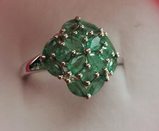 Kagem Zambian Emerald Cluster 1.75 carats Sterling Silver Ring- Size 7