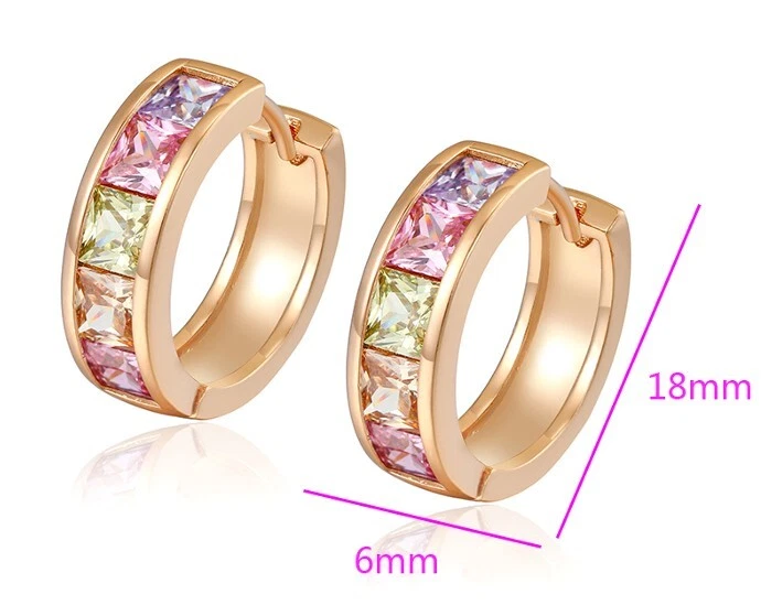 Luxus Ohrringe Creolen Zirkonia Kristalle Bunt Rolled Gold 18K vergoldet Damen - Bild 2 von 4