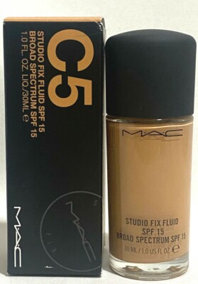 MAC Studio Fix Fluid Foundation SPF15 Shade C5 Peachy Beige 30ml /1oz New In Box