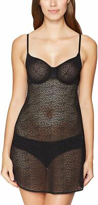 NWT $67 DKNY Women's Modern Lace Unlined Chemise Black Size Large 38B,36C,34D
