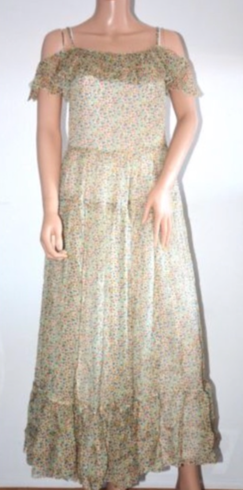 SAINT LAURENT Abito in seta floreale giallo contadino taglia 40 maxi flare estivo