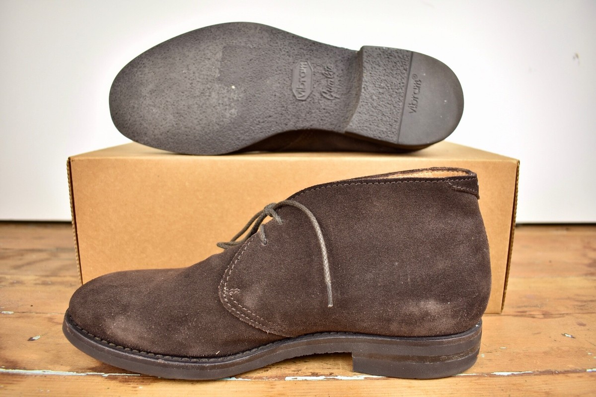 Brunello Cucinelli Solid Brown Suede Plain Toe Chukka EU 