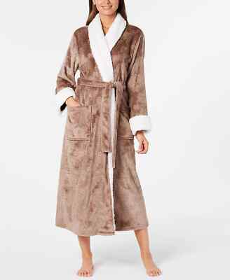 Charter Club Women's Faux-Sherpa-Trim Robe Mocha, Light Blue XS/S, XL/XXL Charter Club Women's Faux-Sherpa-Trim Robe Mocha, Light Blue XS/S, XL/XXL