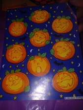 Vintage Gibson Halloween Stickers jack-o'-lanterns pumpkins 1 sheet