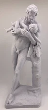 GREEK SCULPTURE SILENUS WITH INFANT DIONYSUS 9.8 INCH/250 MM,MUSEUM REPRODUCTION