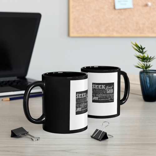 11oz Matthew 6:33 Black Mug - Picture 6 of 7