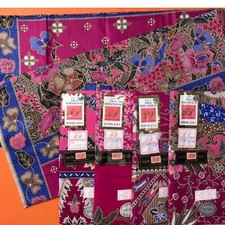 Batik Malaysia 3 Serangkai Skirt Sarong Wrap Pink Black Color Random Flora 1 Pcs