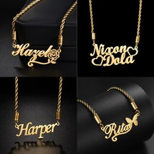 Double Heart Lovely Custom Name Necklace for Couple Rose Gold Personalize Gifts