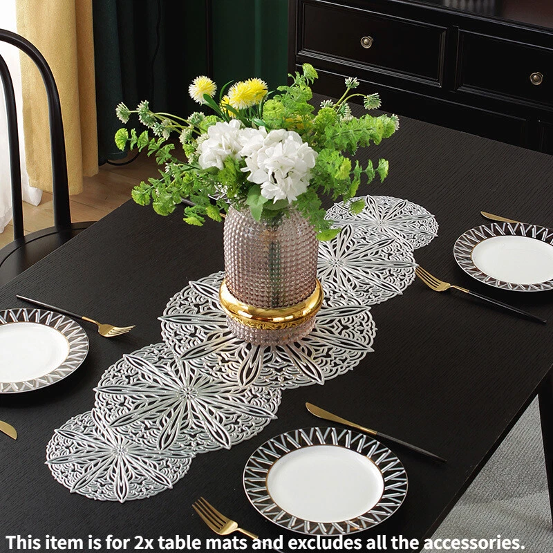 2Pcs European Table Runners Mat Tablecloth Cover Decoration PVC Dining Room - Image 3 of 4