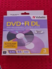 DVD+R DL Double Layer Dual Layer 3 pack Verbatim sealed DVDs blank