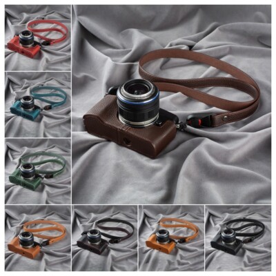For Olympus E-P5 EP5 Handmade Real Leather Half Camera Case Bag Cover Grip Strap
