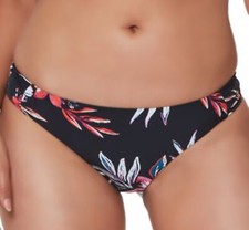 BAR III Side Ruched Bikini Swim Bottom Size Large Black Floral Retail 44