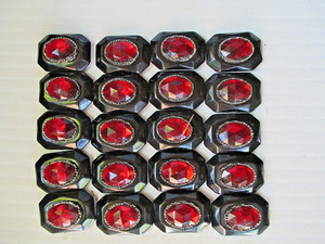 20 Vintage pcs. Red & Black Geometric Acrylic Shapes perfect for retro crafts!
