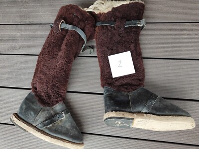 Winter Soviet Leather Boots Northern Pilot Natural Fur Унты