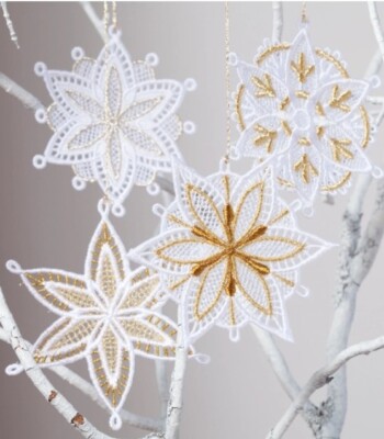 MASCHINENSTICKEREI DESIGNS USB FREISTEHENDE SPITZE SCHNEEFLOCKEN SAMMLUNG 4X4 WEIHNACHTEN