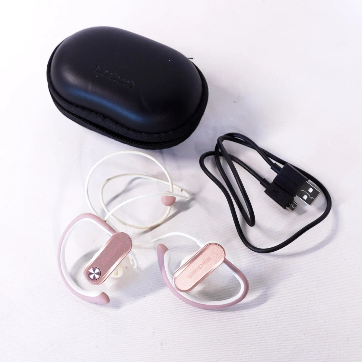 BlackWeb Wireless BlueTooth Sport EarBuds Built in Microphone Rose Gold Pink