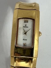 Festina Gold Plated Women Watch New Battery 16043 MOP 17MM Z