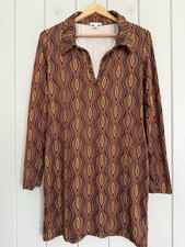 Earthbound Trading Co Mini Dress L Large Orange Printed Stretch Long Sleeves