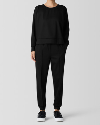 Eileen Fisher Black Lightweight Ponte Jogger Pant Easy Fit Ankle Minimalist L