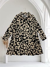 Women’s Black Animal Print Shirt Dress Size XL Lightweight Summer Chic