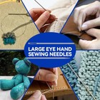 AUUIUOS 20 Pcs Steel Large Eye Hand Long Sewing Needles Includes 2 Needle Thr...