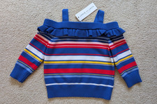 NWT Janie and Jack Striped Sweater 12-18 month. Open Shoulder Ruffle Neck. NICE 