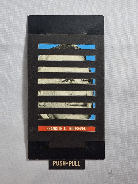 Vintage 1965 Topps Push-Pull Karte # 3 Franklin D Roosevelt / Winston Churchill