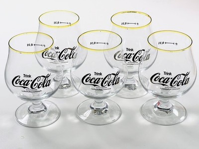 5 Coca Cola Glas Gläser Goldrand Schwenker Ballon 0,3 l Eichstrich vintage 80er