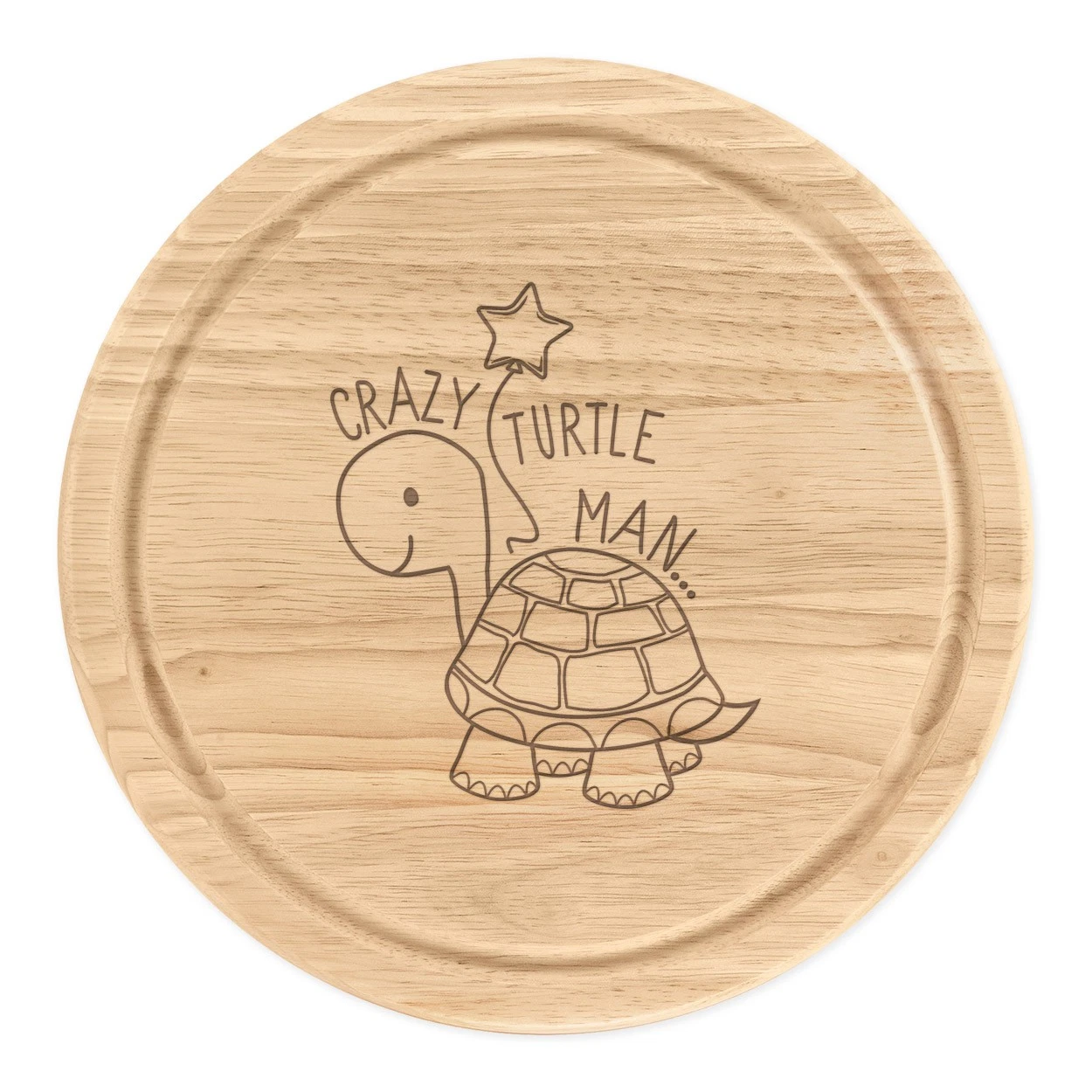 Crazy Turtle Man Round Chopping Cheese Board Animal Joke Dad Fathers Day Funny