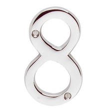 Cast Solid Brass 3 7/8" Address House Number '8' Chrome  Renovator's Supply
